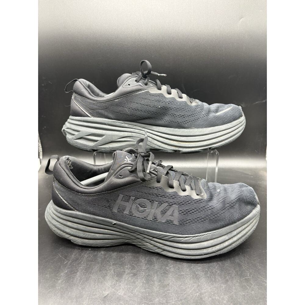 Hoka One One Bondi 8 Triple Black Running Shoes Mens Size 14 D 1123202 BBLC